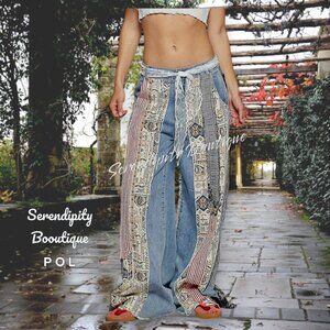 Boho Grunge Street Punk Denim Extreme Oversized Raw Edge Distressed Jeans